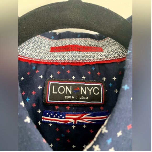 LON-NY Short sleeve button up Shirt Blue & Red design - Picture 3 of 3